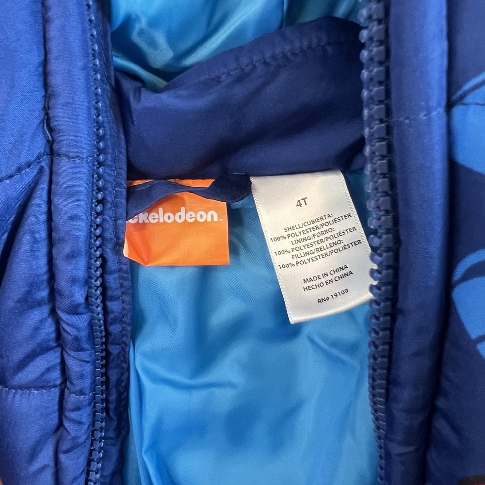 Nickelodeon PAW Patrol Boys 4T Hooded Full Zip Puffer Jacket Blue Yellow - Picture 3 of 3